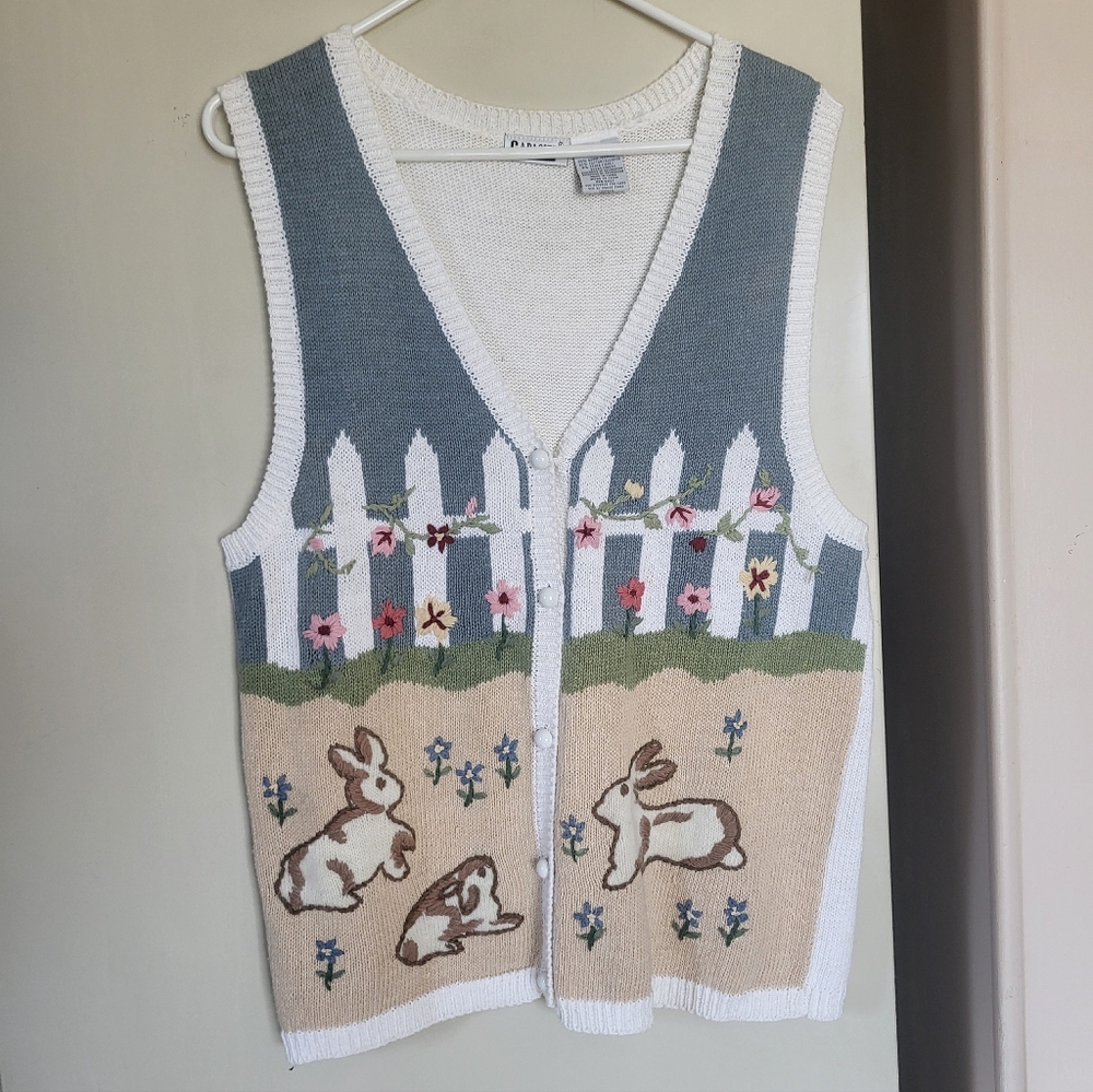 Vintage Embroidered Bunny Vest